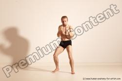 Underwear Martial art Man White Moving poses Slim Short Blond Dynamic poses Academic